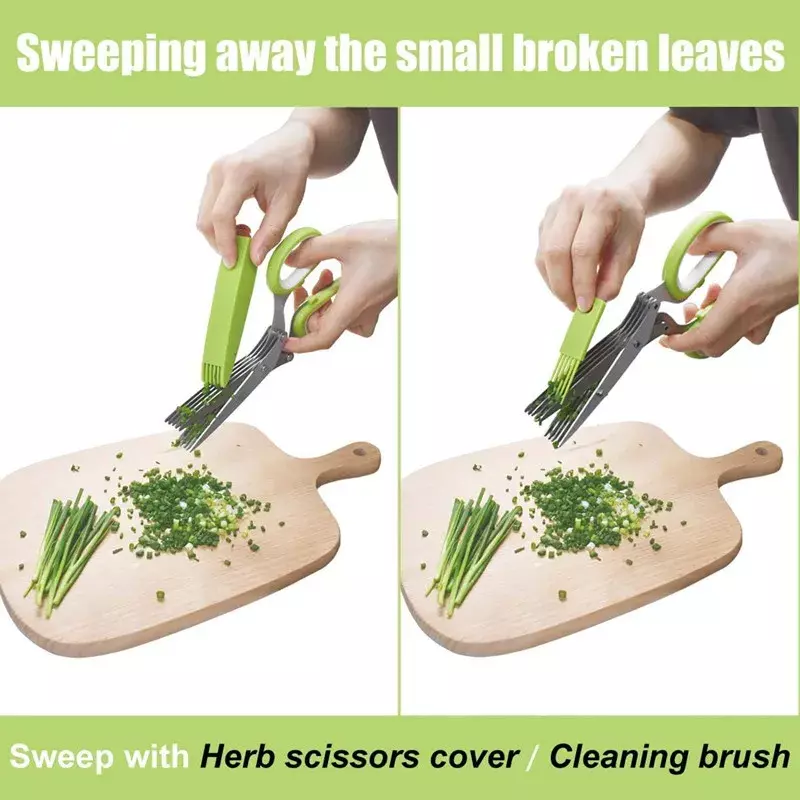 Multifunctional 5 Layers Stainless Steel Knives Kitchen Scissors Scallion Cutter Herb Laver Spices Cook Cut Shredders & Slicers
