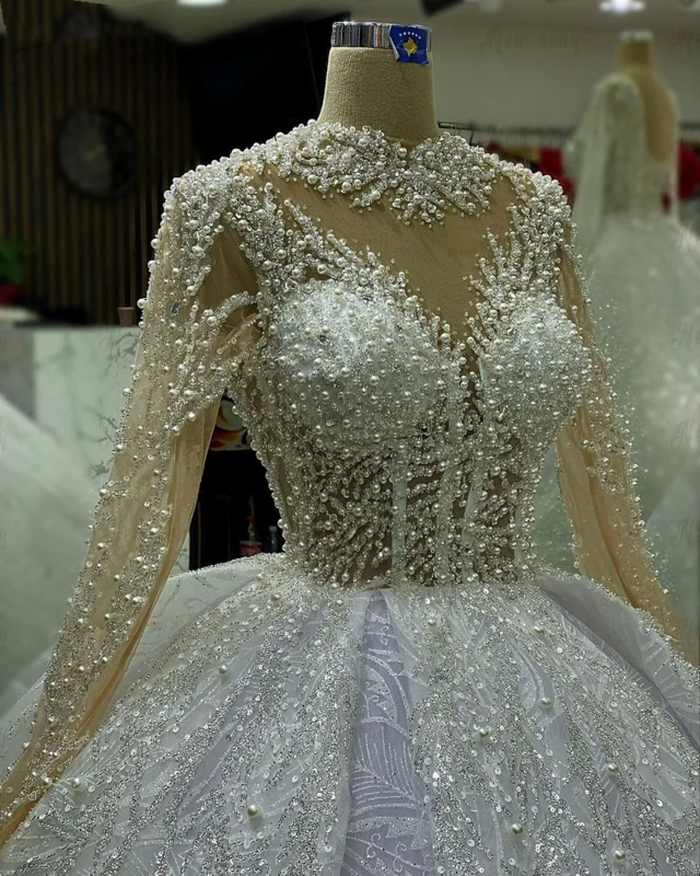Новинка, свадебные платья для невесты с длинным рукавом, вырезом и бисером, блестками, индивидуальный пошив, свадебные платья