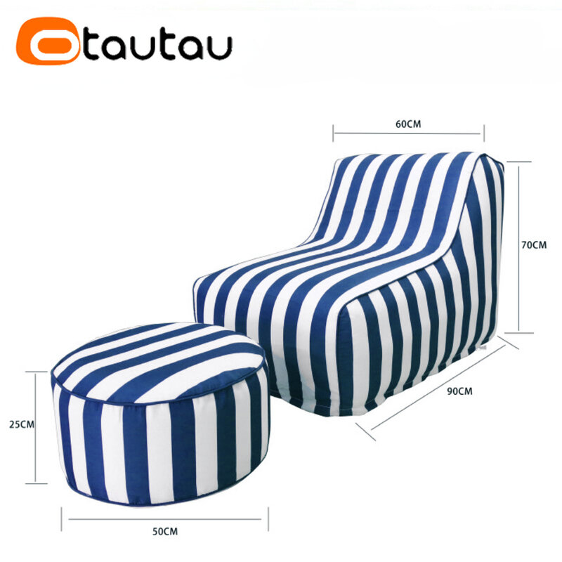 OTAUTAU-sofá cama inflable portátil para exteriores, reposapiés otomano, taburete para playa, piscina, tumbona extraíble, funda de PUF lavable, SF163