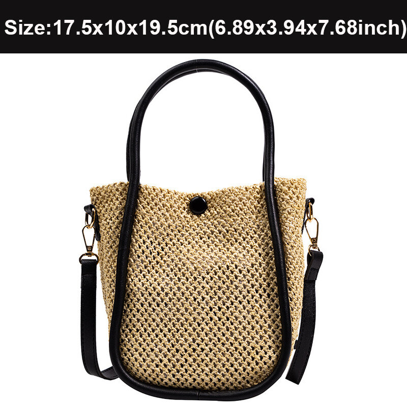 Cute Small Shoulder Straw Bag for Women Beach Handbags Basket Bags Female Portable Knitted Straw Woven Bags Tote Composite Bags