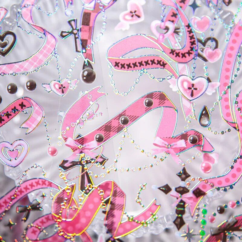 귀여운 장미 나비 리본 장식 핫 스탬핑 스티커 Diy 스크랩북 재료 라벨 일기 저널 플래너, 3 개