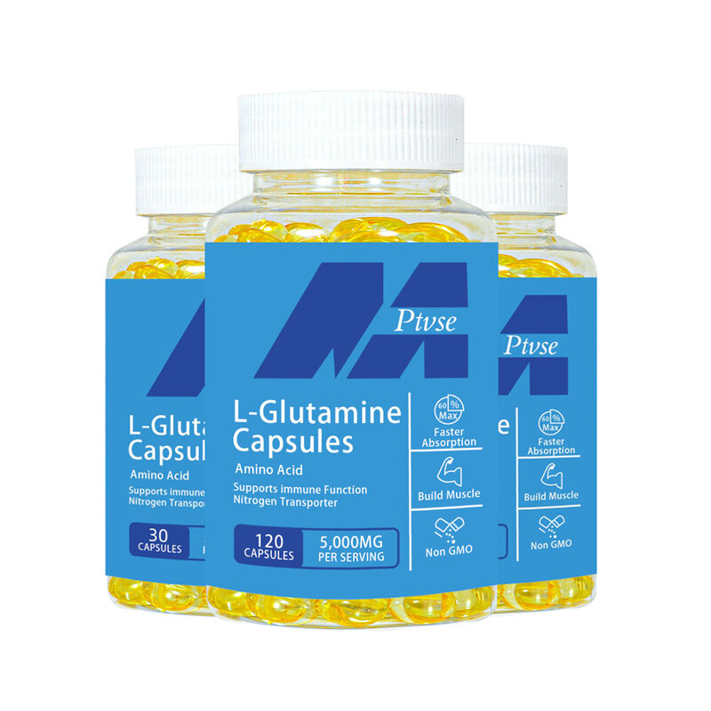 Capsules de L-glutamine reconstituant l'acide aminé de soja, transporteur, améliore la fonction cérébrale, soutien à l'entraînement, récupération musculaire