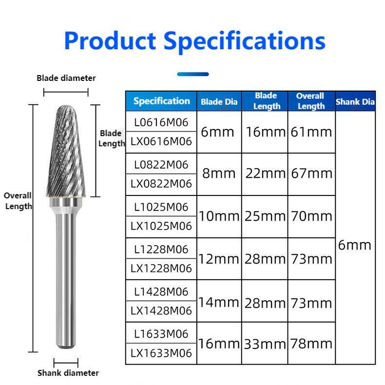 LType Head Tungsten Carbide Alloy Rotary File Tool Single Groove Point Burr Die Grinder Abrasive Tools Drill Milling Carving Bit