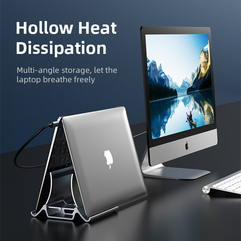CABLETIME Vertical Laptop Stand Heat Dissipation Non-slip Silicone Gravity Holder for MacBook Surface iPad Tablet Stand C418