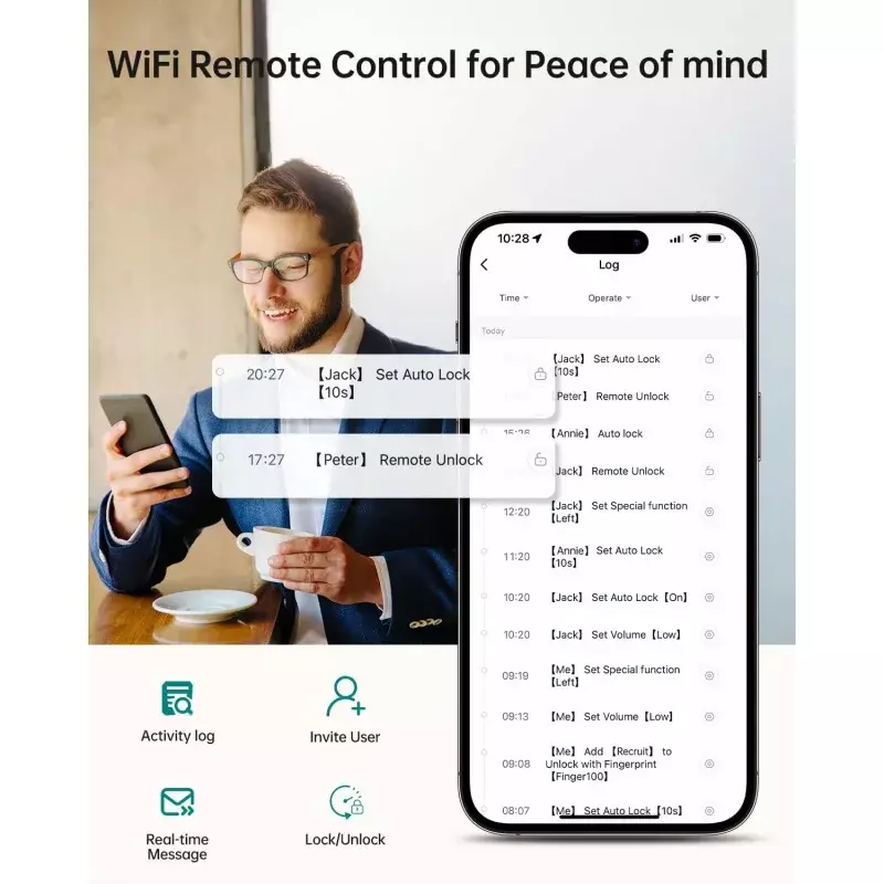 Wifi Haustür schloss Set: Smart Fingerprint Keyless Entry Tastatur per Schloss mit Griff digitale elektronische Riegel Bluetooth Ale