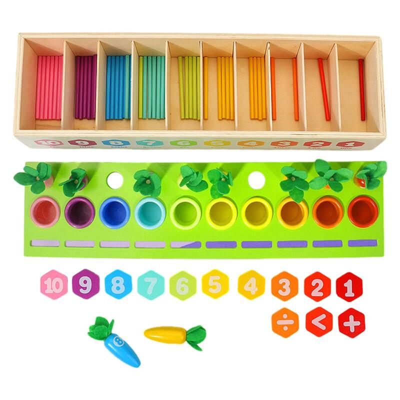 Radish Counting Pairing Box Montessori Rainbow Counting Sticks, Educational Color Sorting Counting Toys for Early Education