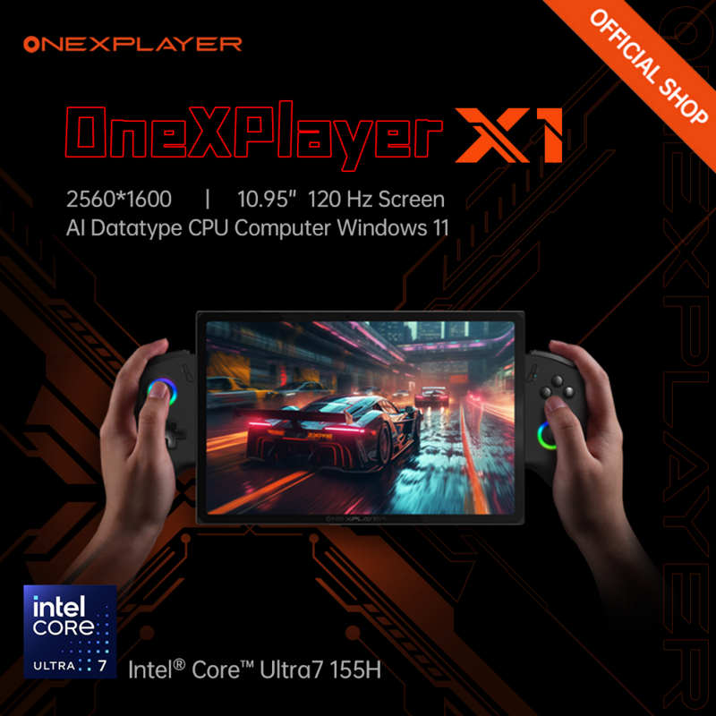 OneXPlayer-X1 Consola de jogos portátil Intel Core Ultra 7, 3 em 1 laptop, tablet, computador CPU, 10.95 ", 120Hz, dados AI, Win 11, 155H