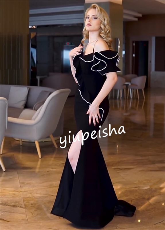 Jersey Pleat Homecoming Straight Off-the-shoulder Bespoke Occasion Gown Long Dresses