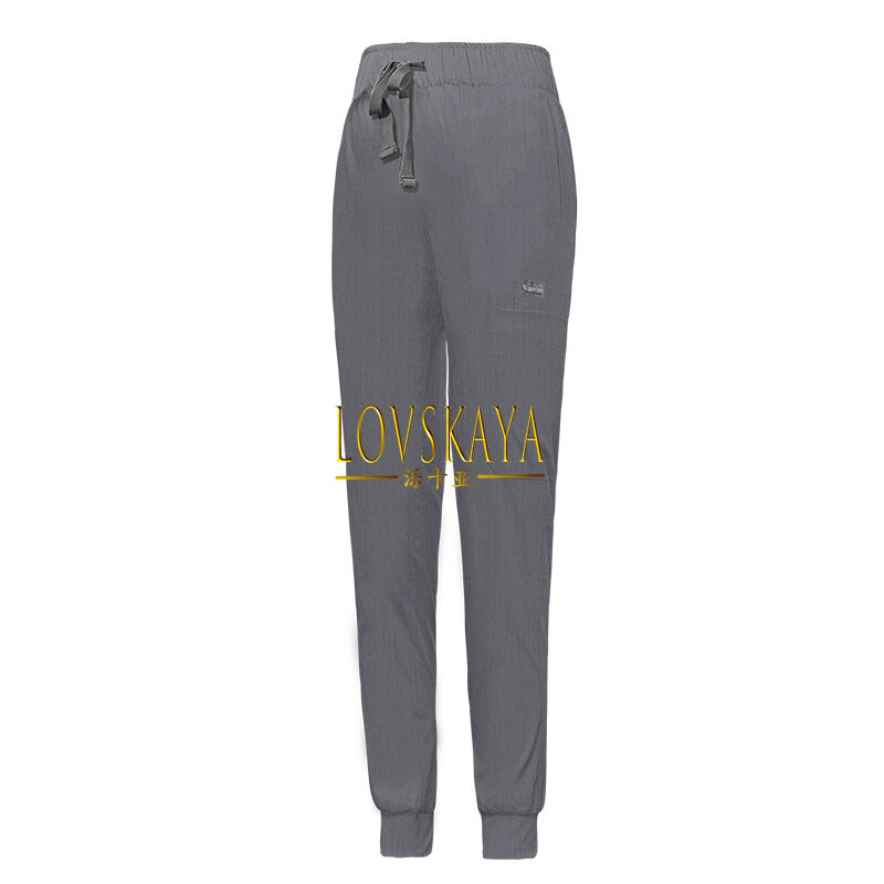 Elastic thread casual pants with drawstring work surgical pants blue doctor and nurse pants