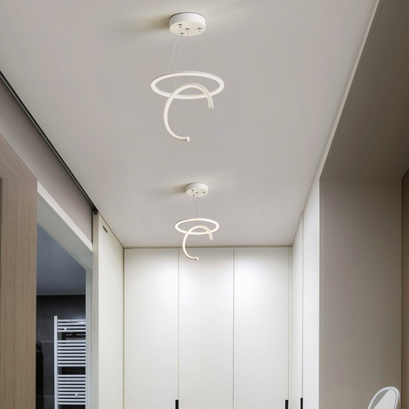 Скандинавская светодиодная люстра, подвесной светильник для маленького коридора, комнатное украшение для гостиной, столовой, спальни, подвесные лампы