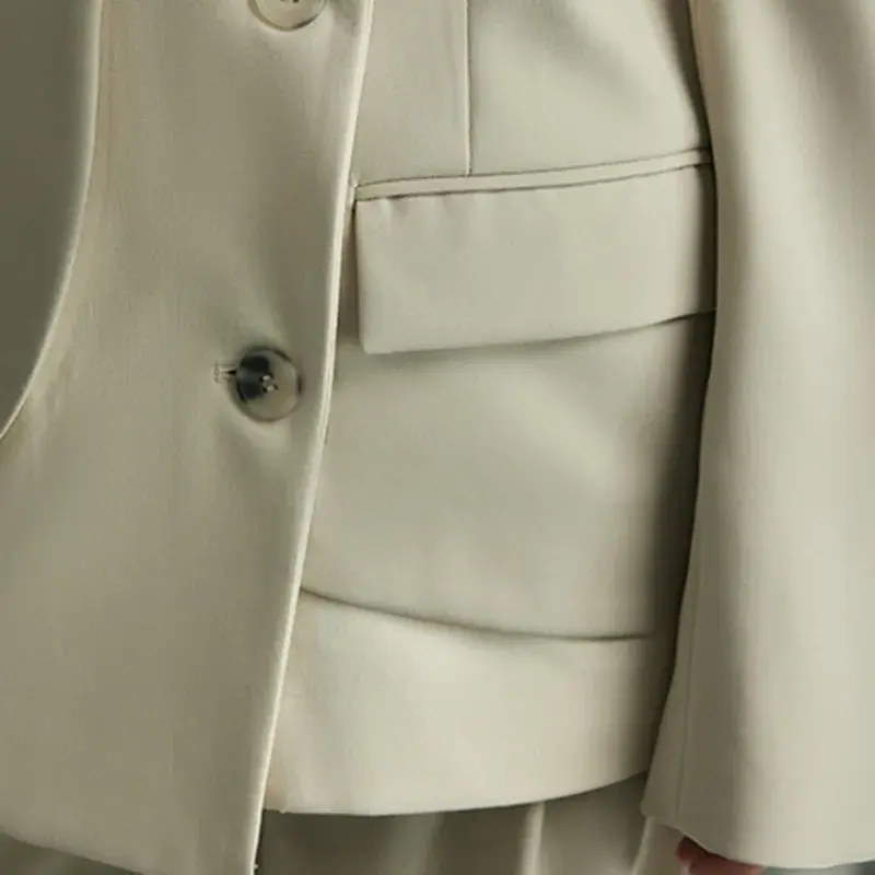 Blazer de terno elegante feminino, cores de emenda, jaqueta de negócios, casaco estilo solto, roupa feminina, senhora do escritório, 1 pc