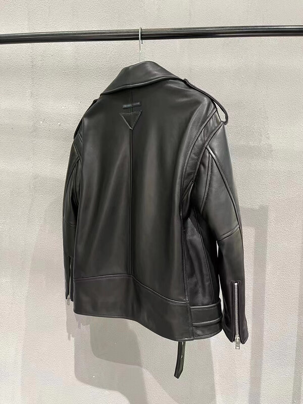 2023 Genuine Leather New Sheepskin Genuine Leather Loose Fit Casual Motorcycle Wear Versatile Coat for Women