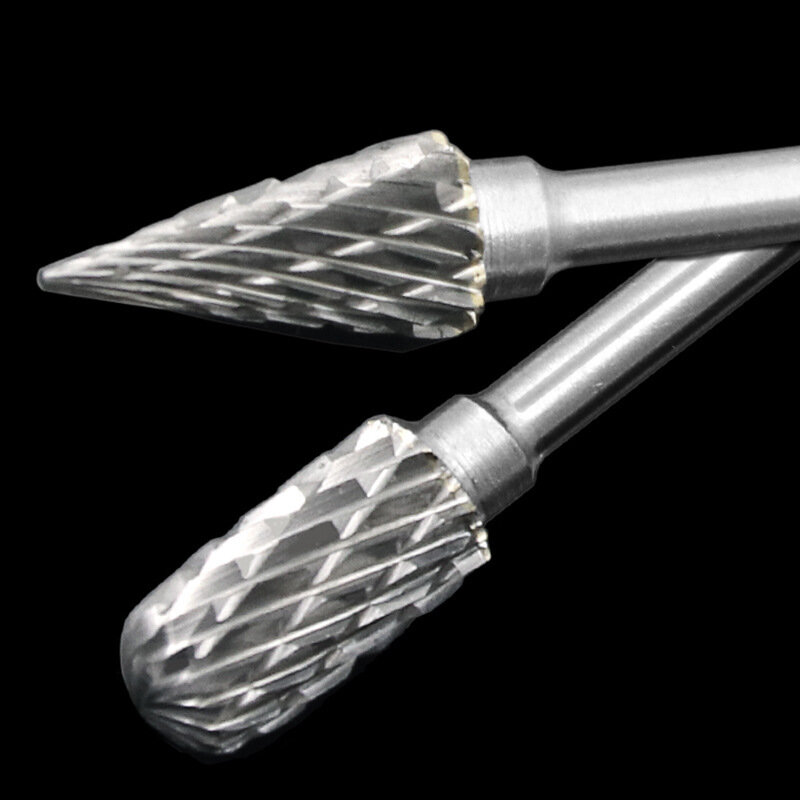 3mm shank desenho cortador de moagem de carboneto de tungstênio ferramenta rotativa burr duplo corte de diamante rotativo dremel metal madeira moagem elétrica