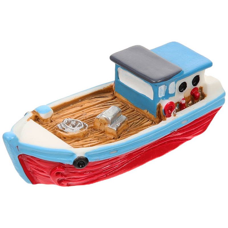 Adornos de barco de pesca, Mini barcos, casa de muñecas de Navidad, Suite de figuritas en miniatura, resina, tema de playa, barcos de casa de muñecas