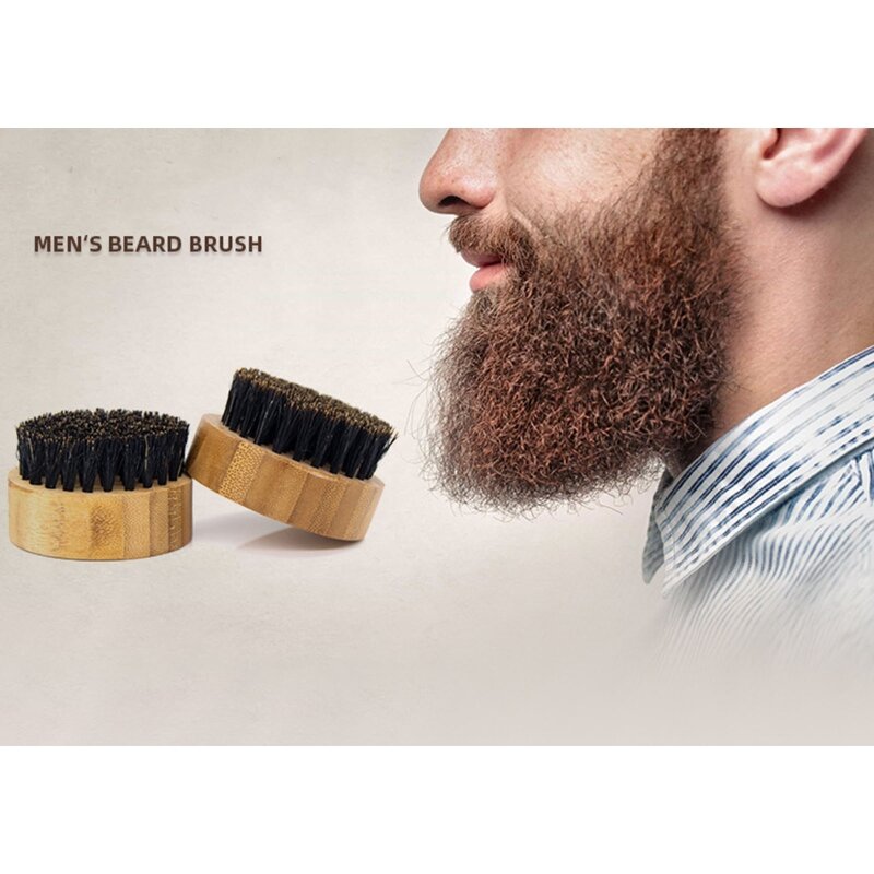 Hombres para vello Cepillo cerdas jabalí cepillo para barba y bigote agrega brillo y suavidad