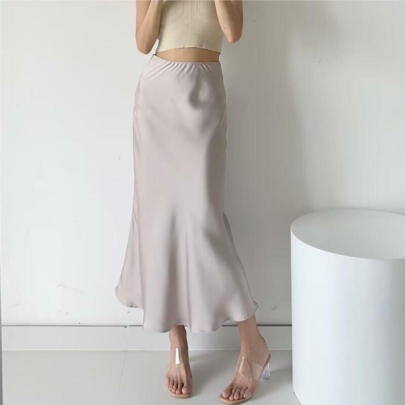 Long skirts for woman harajuku fashion trumpet skirt midi black satin skirts high waisted skirt 90s vintage clothes skirts pink