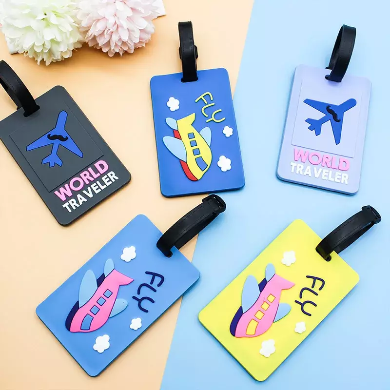 Étiquettes de bagage mignonnes en PVC pour femmes, étiquettes de valise créatives de voyage, style de mode, étiquette de voyage portable, porte-adresse d'identification, 2024