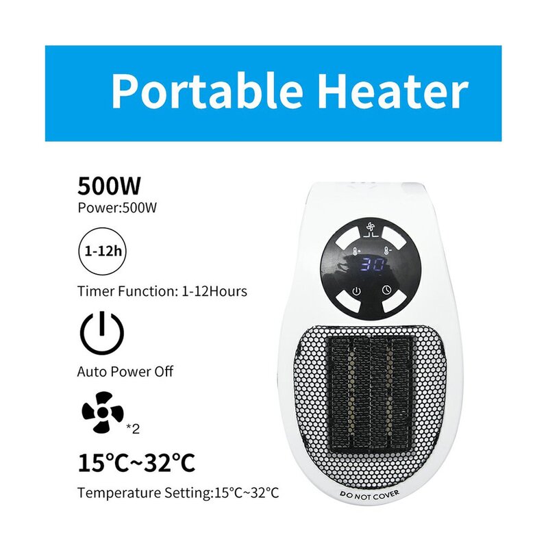 220V Wall-Outlet Mini Electric Air Heater Powerful Warm Blower Fast Heater Fan Stove Radiator Room Warmer