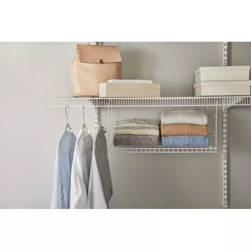 Rak karet lemari gantung kawat, putih, 24 inci. Untuk digunakan di lemari, ruang cucian dan kamar tidur