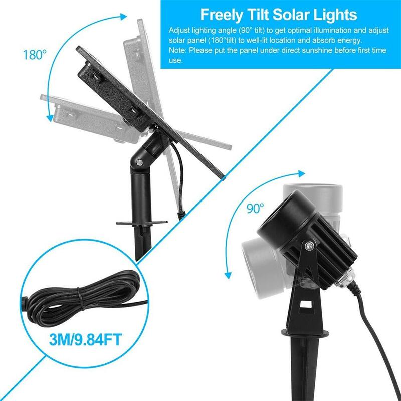 Led Twin Solar Spot Lights 1000lm Ip65 Waterproof Super Bright Automatic On Off Landscape Lighting Lamp