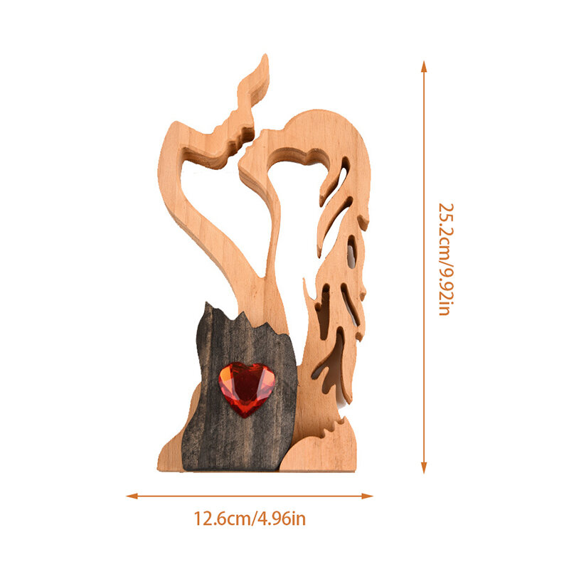 รักนิรันดร์เครื่องประดับวันวาเลนไทน์ทำจากไม้รูปปั้นจูบชายหญิงทำด้วยมือประติมากรรมประดับบ้าน