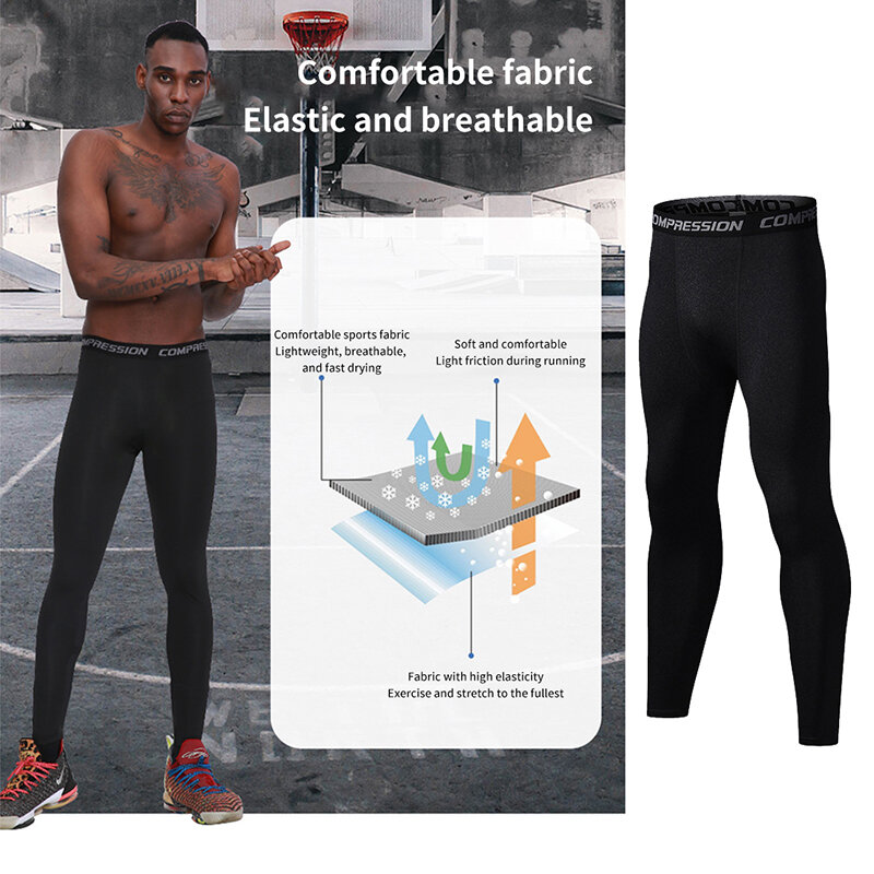 Colheita esportiva de compressão masculina, calça fitness, calça de basquete, verão, 2023