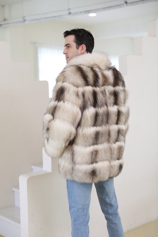 男性用の厚手の毛皮のコート,高品質のキツネの毛皮のジャケット