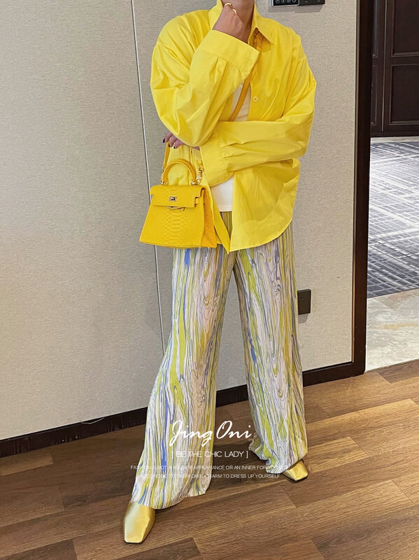 Kemeja blus Y2k 2024 wanita musim panas Fashion gaya Korea Vintage elegan lengan panjang atasan ukuran besar Crop muda dasar