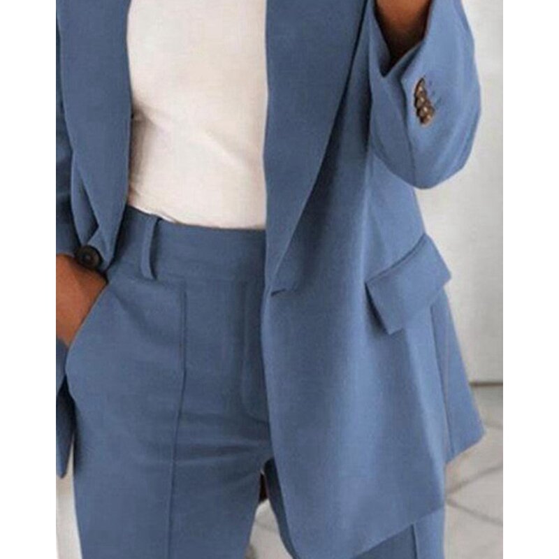 Herbst Frauen Single Button genähten Kragen Blazer Mode Femme Langarm Jacken Mantel elegante Büro Dame Arbeits kleidung Outfits