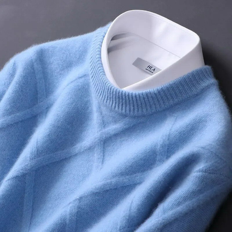 Suéter macio de caxemira com o pescoço, pulôver quente grosso solto casual masculino, roupa coreana masculina, malha de lã, outono inverno