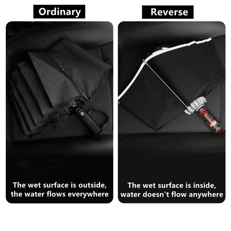 샤오미 기계식 투명 핸들 자동 우산 안전 리바운드 방지 역방향 우산, 10 개의 뼈 접이식 남성용 대형 우산