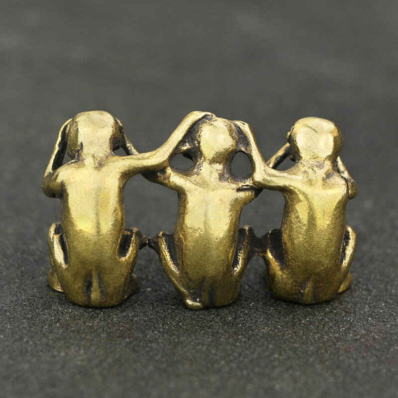 คอลเลกชันโบราณลิงสามตัวไม่บอกว่าฟังไม่ได้ดูลิงทองแดงโบราณงานฝีมือสร้างสรรค์ขนาดเล็ก