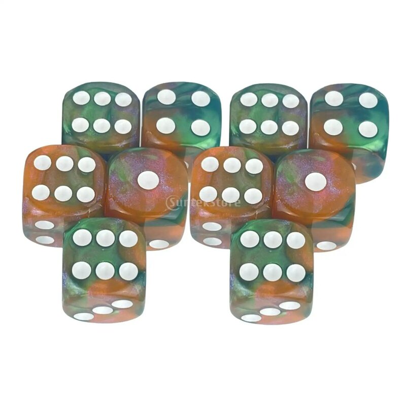 10Pcs Zes Zijdige Dices Set D6 Dice Multi-Side Dices Set Math Leermiddelen Voor Dnd Rpg Rol spelen Tafel Board Games
