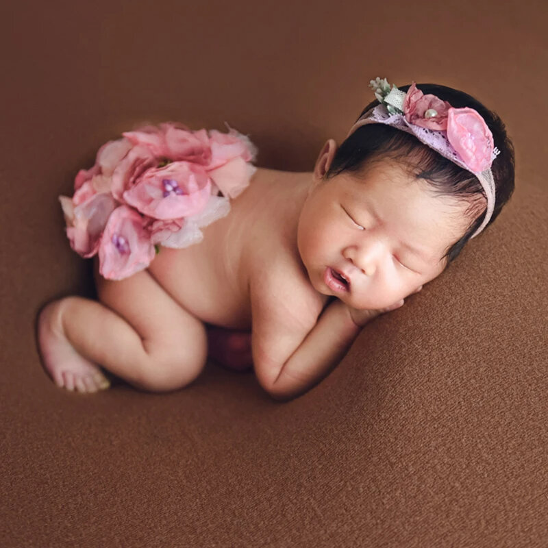 Pasgeboren Fotografie Kostuum Baby Meisje Foto Rekwisieten Accessoires Hoofdband + Ronde Bloemencover Fotoshoot Outfit Voor Pasgeborene