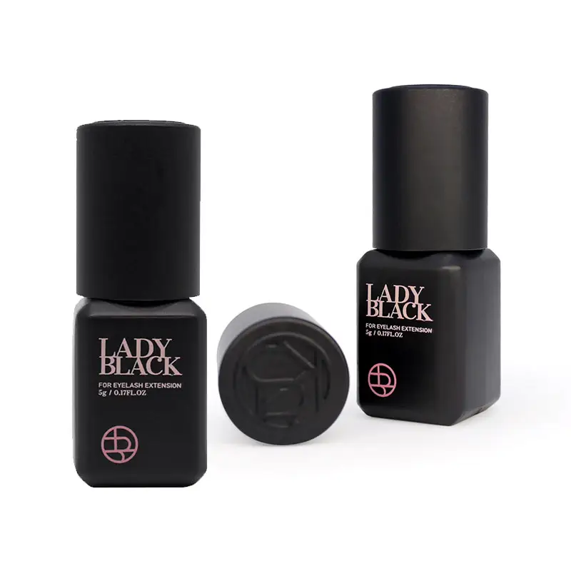 Ladies' Black Eyelash Extension Glue, Boné Preto Individual, Adesivo Impermeável, Sensível, Maquiagem, Beauty Tool, Coréia, 5ml, 5 Garrafas