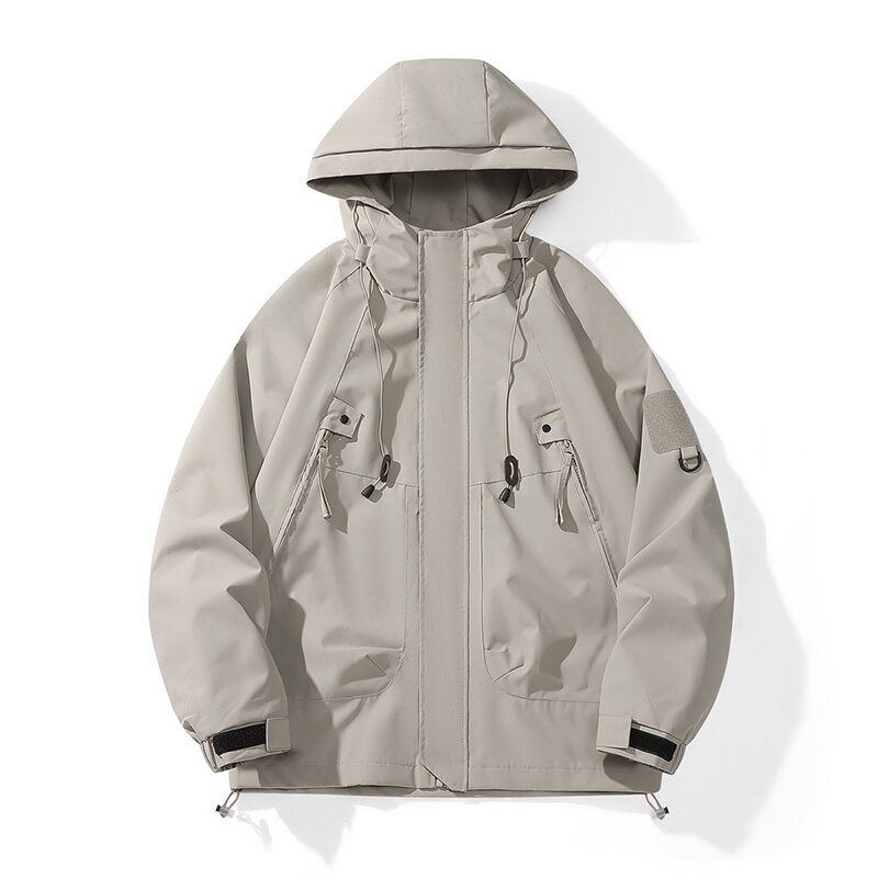 Abrigo de asalto para hombre, chaqueta holgada y cómoda de Color sólido para acampar al aire libre, impermeable, cortavientos de gran tamaño, primavera, 2024