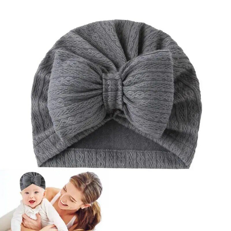 Chapéu turbante com arco nó para menina, tampa de cabeça de algodão, bonito e aconchegante, para berçário e hospital