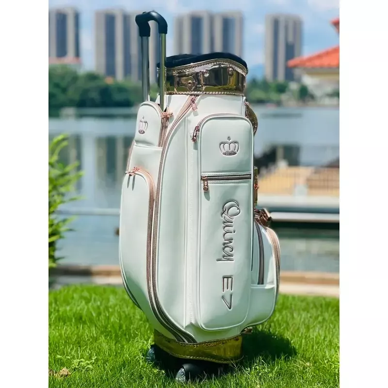 2024 New Korean Golf Bag Pull Rod Two Round Clothes Bag Light High Quality Fashion Belt Wheel Golf Standard Bag 골프 가방
