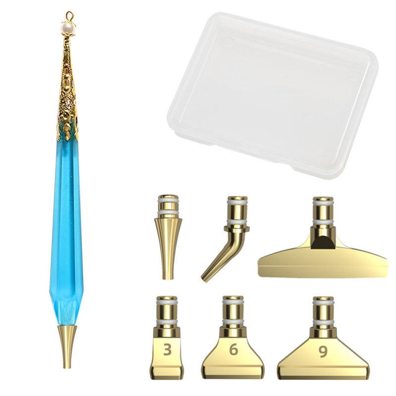 DIY Point Drill Pen Metal Tips Sets 5D Diamond Painting Pen Nail Art Tools Pearl Cross Stitch Embroidery Storage Box Accessories