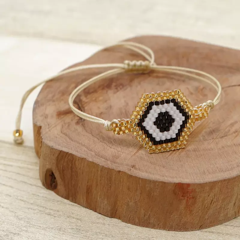 Perlen armband Die Teufel Auge personalisierte Mode Einfachheit Vielseitig Hand stricken Böhmischen Einstellbare Reis perle armband