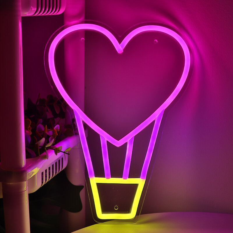 1PC Heart Air Balloon LED Wall Neon Sign For Pub Club Party Event Decoration 8.23''*11.02''