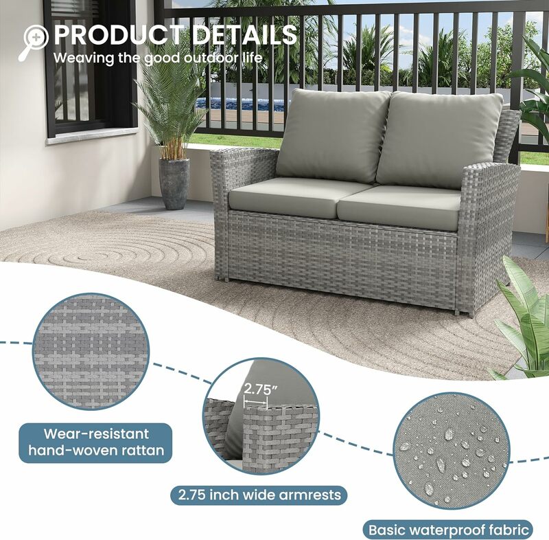 Outdoor Patio Furniture Set, Outdoor Sectional Sofa, Furniture Set Patio Couch Set Porch Balcony Furniture Outside