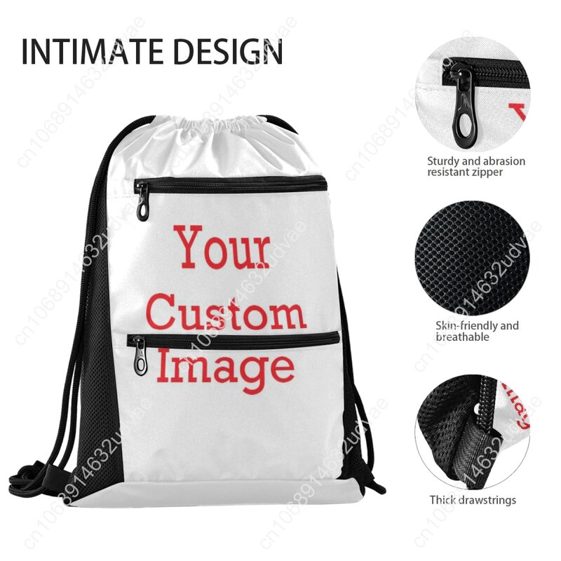 Bolso deportivo impermeable de tela Oxford, mochila con cordón y bolsillo, estampado personalizado, para zapatos, novedad de 2021