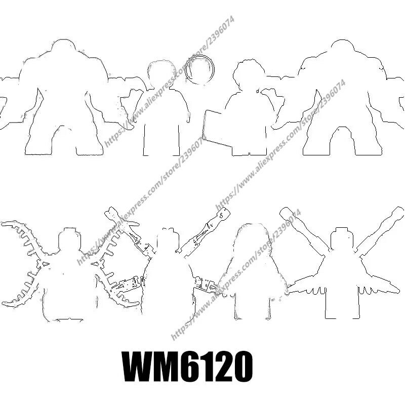 액션 피규어 빌딩 블록 장난감 시리즈, WM6120, WM2195, WM2196, WM2197, WM2198, WM2199, WM2200, WM2201, WM2202, 1 개