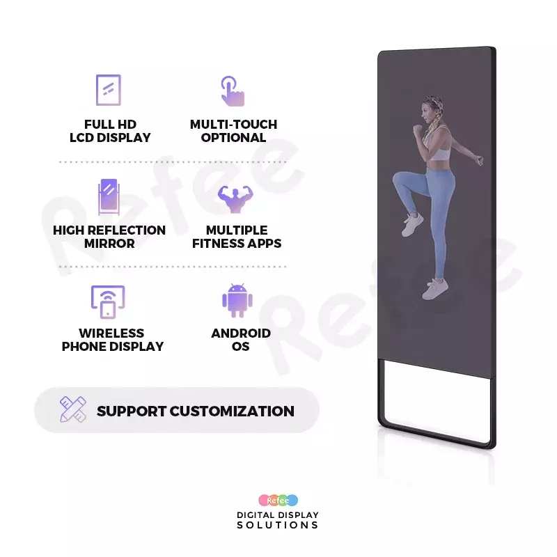 43inch lcd screen yoga mirror display gym smart fitness mirror