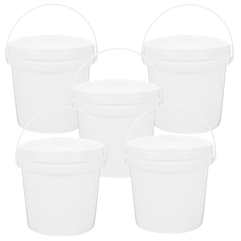 5 Pcs Plastic Barrel Thickened Bucket Portable Bathtub Water for Dormitory with Lid Paint