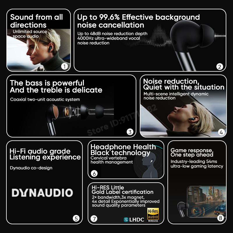 OnePlus-auriculares inalámbricos Buds Pro 2 TWS, dispositivo con cancelación de ruido de 48dB, Bluetooth, batería de 39hrs para Oneplus 11 10, novedad de 2023