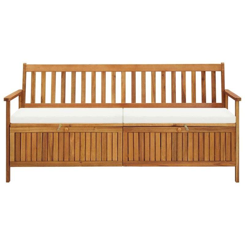 Patio Outdoor Bench Deck Outside Garden Furniture Balcony Lounge Home Decor Storage with Cushion 66.9" Solid Acacia Wood