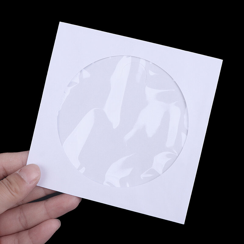 ซองจัดเก็บซองจดหมายใสซองกระดาษพับสีขาวมีฝาพับ10/50ชิ้น12.5ซม. ปลอกกระดาษกล่องใส่แผ่นดิสก์ซีดี