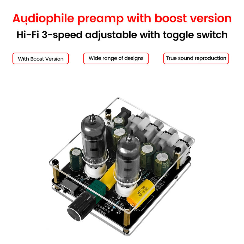 Amplifier Amplifier tabung 6K4 ditingkatkan, DC12-16V teater rumah Preamp Bile Buffer Auido Amplifier Suara